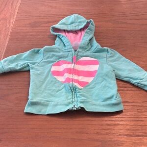 Carter's Aqua Hoodie with Pink Striped Heart